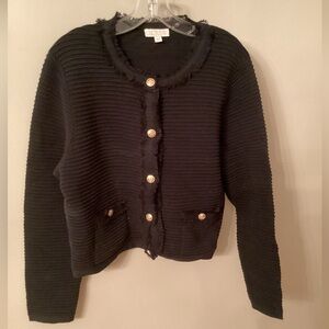 J.CREW SIZE LARGE  SWEATER LADY JACKET IN BLACK